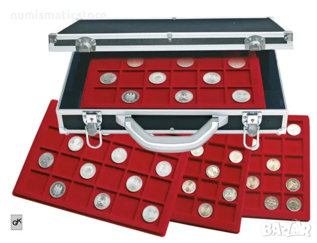 SAFE – Голям алуминиев куфар с 6 червени табли за монети