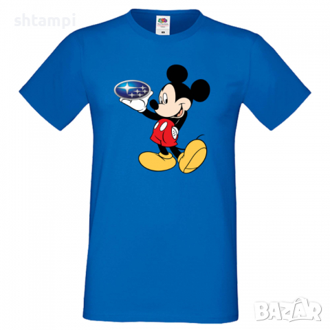 Мъжка тениска Mickey Mouse Subaru Подарък,Изненада,Рожден ден, снимка 2 - Тениски - 36577648