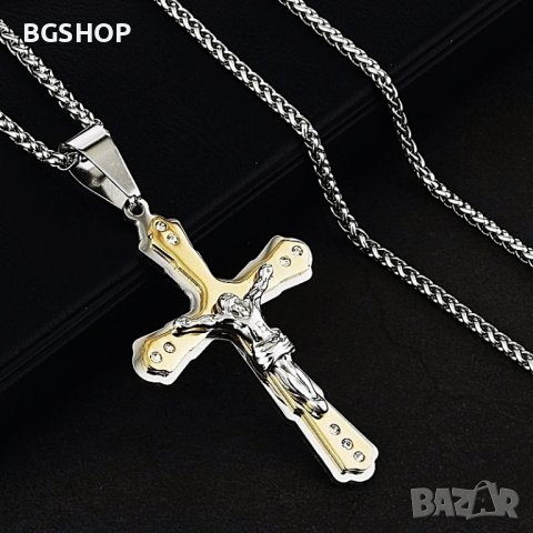 Кръст колие с камъни - Gold, снимка 5 - Колиета, медальони, синджири - 37726091