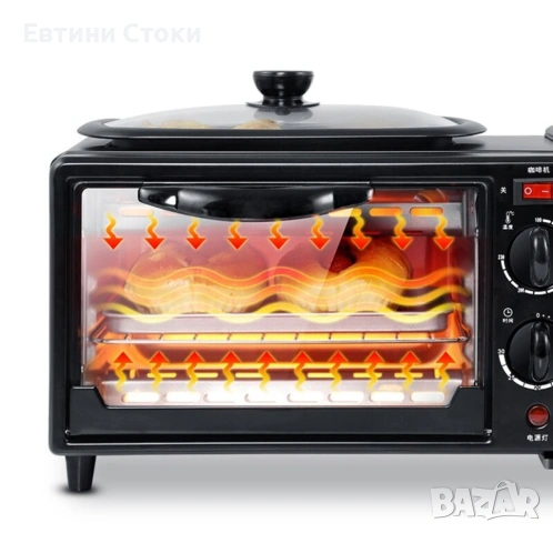 ПРОМОЦИЯ!!! Многофункционална печка тостер фурна  и кафемашина 3в1, снимка 6 - Печки, фурни - 53908647