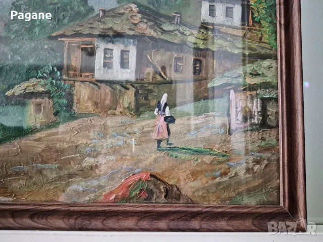 Стара картина масло пейзаж, снимка 8 - Картини - 56140234