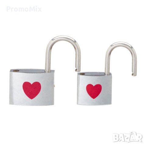 Комплект от 2 броя катинар Relaxdays 10024064 Комплект катинари за влюбени с принт сърце 2 размера, снимка 6 - Други инструменти - 44294755