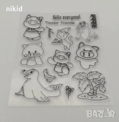 Прасе Тюлен палма коте  жаба силиконов гумен печат декор бисквитки фондан Scrapbooking