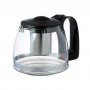Чайник, Стъклен , За чай или кафе, 1.25 л, Черен, снимка 1