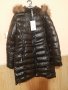 черно дълго дамско яке с естествен пух на качулката, снимка 1