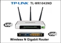 Гигабитов Рутер TP-Link TL-WR1043ND с USB порт, снимка 1