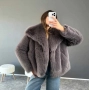 Дамско дебело пухкаво яке от естествен косъм , снимка 1