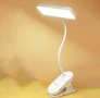 LED настолна лампа, с щипка, 3 режима на осветление, безжична, бяла, снимка 1