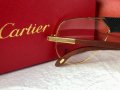 Cartier 2023 прозрачни мъжки слънчеви очила с кожа и дървени дръжки, снимка 13