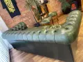 Честърфийлд chesterfield кожен диван тройка , снимка 3
