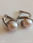 Елегантни сребърни обеци с инкростация перла и диамантени люспи стерлингово сребро 50989, снимка 9
