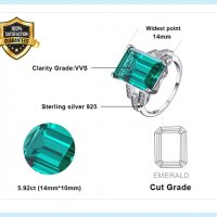 Пръстен със смарагдов зелен син камък 925 сребърен посребрен за жени годежен за момичета скъпоценни , снимка 10 - Пръстени - 38380033