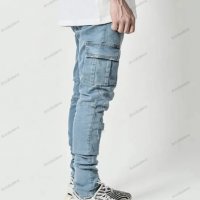 Нов стил мъжки тесни дънки със странични джобове, 2цвята - 023, снимка 3 - Дънки - 39286924