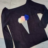 нов черен пуловер, снимка 1 - Блузи с дълъг ръкав и пуловери - 44420773
