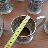 руски стакани подстакани с цветен емайл, снимка 8 - Антикварни и старинни предмети - 29224089