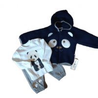 Сет за бебе момче от три части с пухена жилетка, снимка 4 - Комплекти за бебе - 39213416