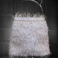 Атрактивна дамска текстилна чанта с кръгли дръжки, снимка 3 - Чанти - 44570228
