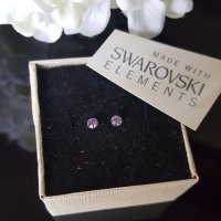 Сребърни обеци на винт с кристали Swarovski Crystal 3 мм - различни цветове, снимка 5 - Обеци - 34376322
