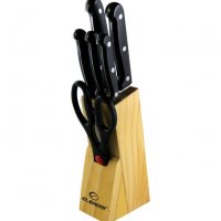 Комплект ножове с дървена поставка Elekom EK-07 / 70200, снимка 2 - Прибори за хранене, готвене и сервиране - 31223703