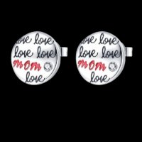 Дизайнерски модел сребърни обеци"Love mom"/нови, снимка 1 - Колиета, медальони, синджири - 44318873