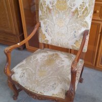 Уникален Бароков стол-кресло от масивно дърво , снимка 1 - Дивани и мека мебел - 27917934