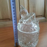 Антикварна стъклена захарница , снимка 3 - Антикварни и старинни предмети - 39470879