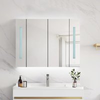 Шкаф за баня с огледало и LED осветление WFBS-BC-D0182WH, снимка 3 - Шкафове - 42412250
