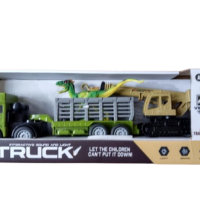 Детски музикален камион-клетка с динозавър и кран, снимка 1 - Коли, камиони, мотори, писти - 44713652