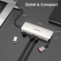 USB C докинг станция за три монитора 2 HDMI+DisplayPort, WAVLINK 100 W, снимка 9 - Кабели и адаптери - 44403542