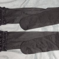 Черни чорапи М/Л размер за жартиери с дантела и ластик (без силикон), снимка 5 - Бельо - 38267568