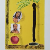Картина, графика,"Дървото и плода", худ. Д.Колибаров,1997 г., снимка 1 - Картини - 42454625