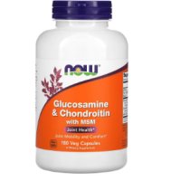 За ставите NOW Foods, Glucosamine & Chondroitin with MSM, 180 Veg Capsules, снимка 1 - Хранителни добавки - 42083542