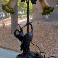 Уникално красива голяма арт лампа фигурална метал алабастър , снимка 2 - Антикварни и старинни предмети - 38551213