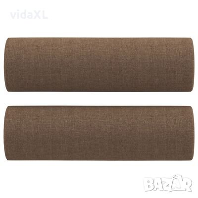 vidaXL Декоративни възглавници, 2 бр, кафяви, Ø15x50 см, плат(SKU:349504, снимка 1