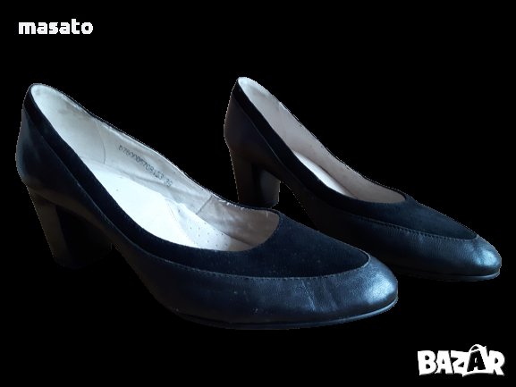 Units - черни естествена кожа и велур обувки №39, снимка 1