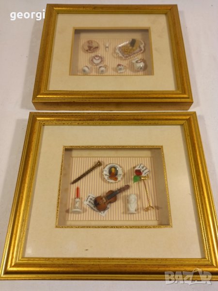две немски пана за стена Reutter с порцеланови миниатюри , снимка 1