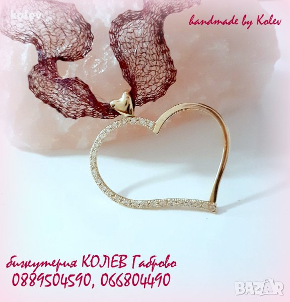 златен медальон сърце с цирконии 2.06 грама , снимка 1