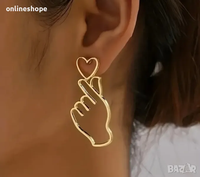 Обеци „Mini Heart“ – модерна визия в златист и сребрист цвят, снимка 1