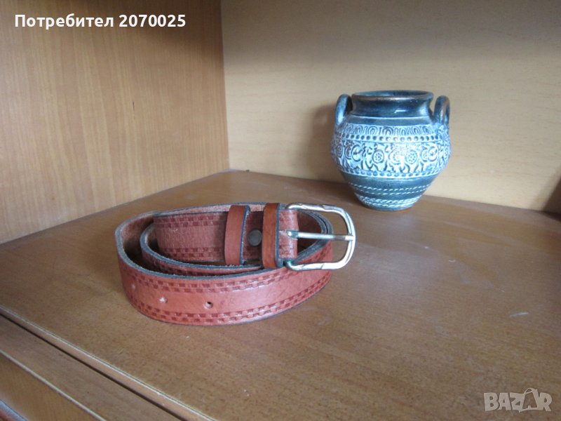 Нов колан от естествена кожа с пирографна декорация 100 см, снимка 1