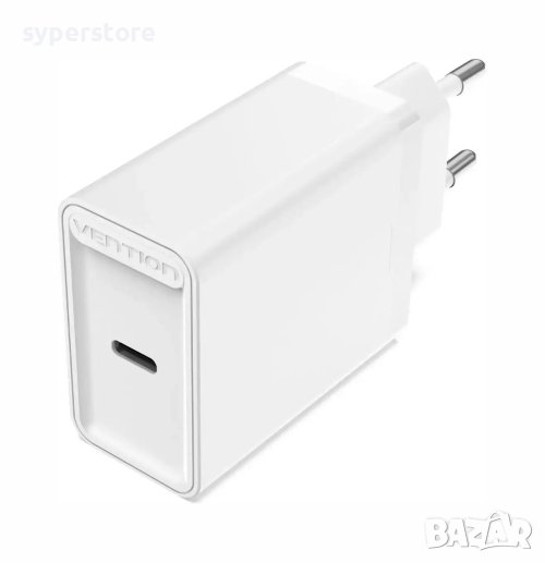 Зарядно за телефон, таблет и др. USB Type C изход 20W Vention FADW0-EU QC3.0 + PD Без кабел Бяло, снимка 1