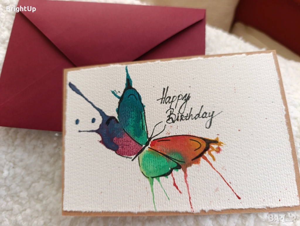 Ръчно рисувани картички за всеки повод - Рожден ден, за бебче, имен ден, св. валентин, 8-ми Март, снимка 1