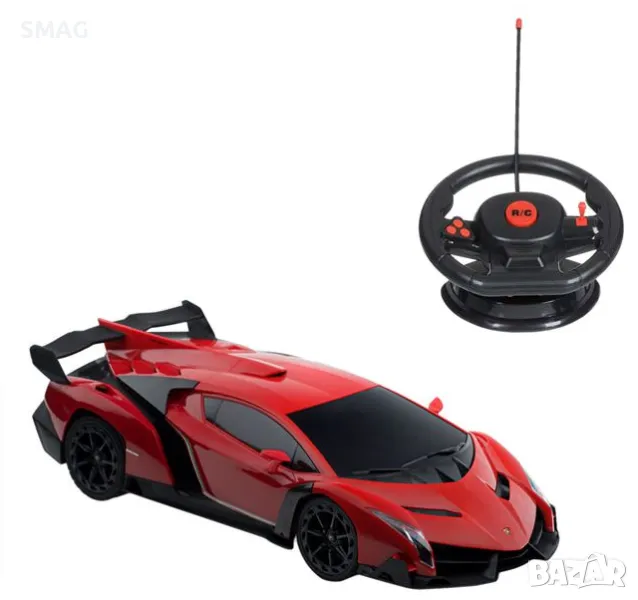 RC кола Lamborgini Veneno Red със светлини и волан S_1207574, снимка 1