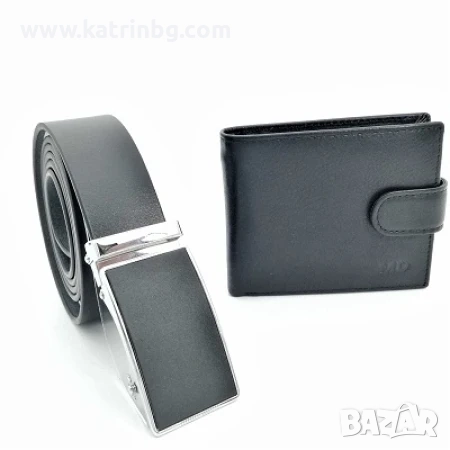 Подаръчен комплект за мъж колан и портфейл естествена кожа, снимка 1