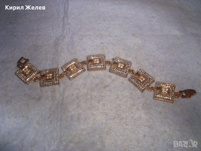 БЛЕСТЯЩА СТАРА ВИНТИДЖ БРОНЗОВА СКЪПОЦЕННА АРТ ДЕКО ГРИВНА с ФАСЕТИРАНИ ПЛАНИНСКИ КРИСТАЛИ 10930, снимка 1