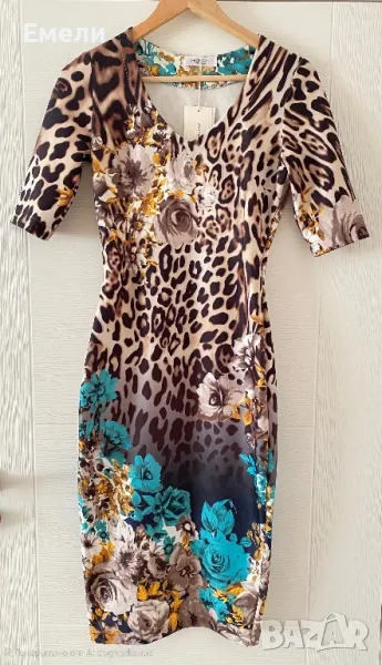 Дамска рокля по тялото в леопардов принт, снимка 1