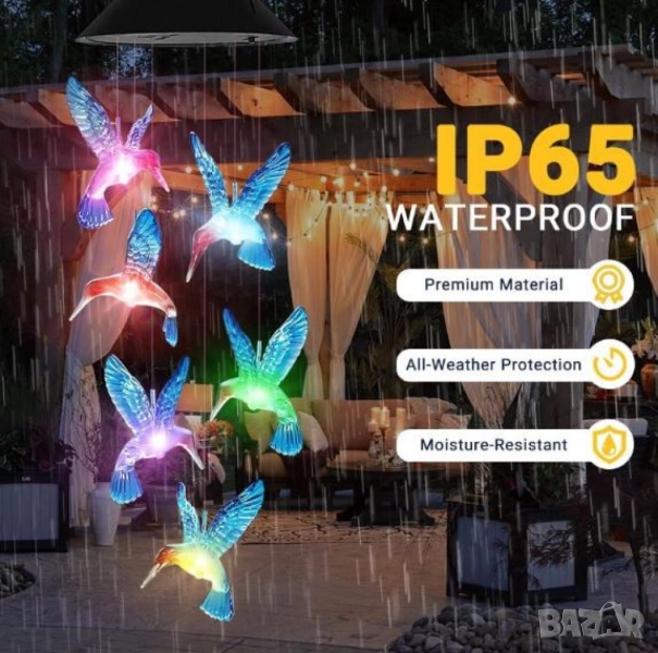 Многоцветна LED соларна лампа Колибри – Елегантно и екологично осветление за вашата градина и тераса, снимка 1