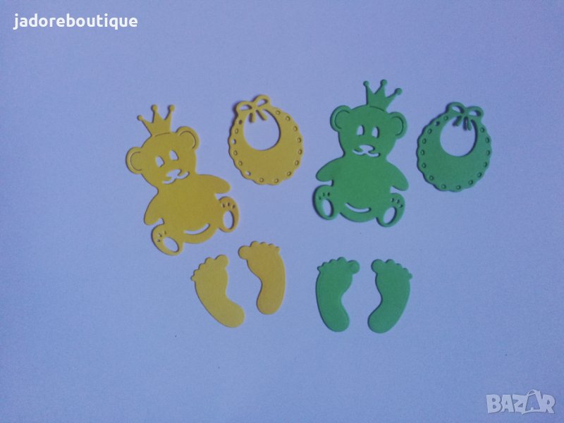 Елементи от хартия бебешки мече лигавник крачета 8 бр скрапбук декорация , снимка 1