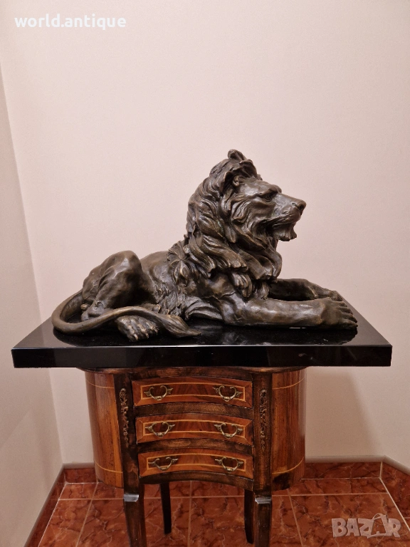 Уникална голяма антикварна бронзова френска фигура пластика статуетка , снимка 1