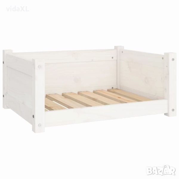  vidaXL Кучешко легло, бяло, 65,5x50,5x28 см, бор масив(SKU:821448), снимка 1
