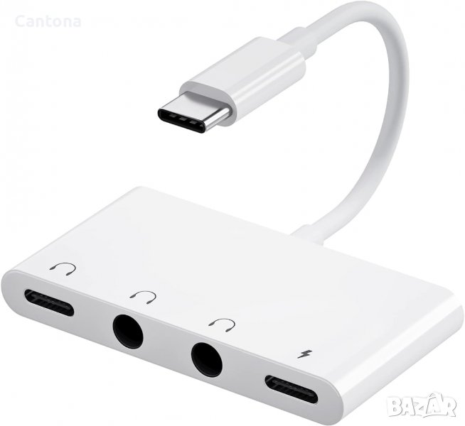 USB C към 2x3,5 mm, Type-C аудио, Type-C PD 3.0. Type-C сплитер 4 в 1, снимка 1